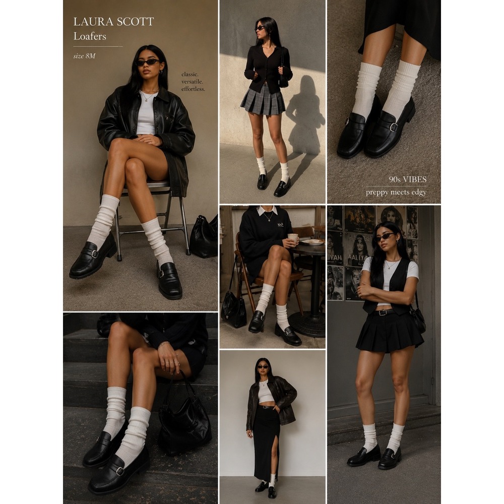 Mary Jane Leather Block Heel Women's Size 6.5 Edgy Preppy Goth Streetwear